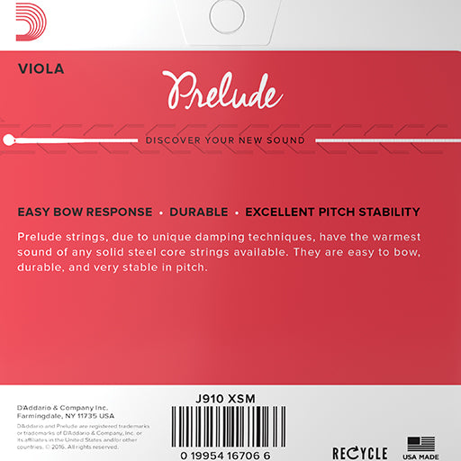 D'Addario Prelude Viola, Set (Med), Extra Short