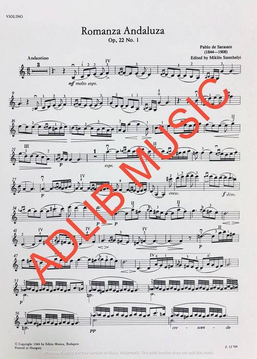 Sarasate - Romanza Andaluza, Op.22 No.1 - Violin/Piano Accompaniment EMB Z12769