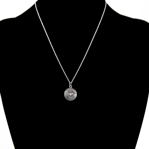 Sterling Silver Chain & Pendant. Record pendant - live,love,sing. 40cm chain with 5cm extender.
