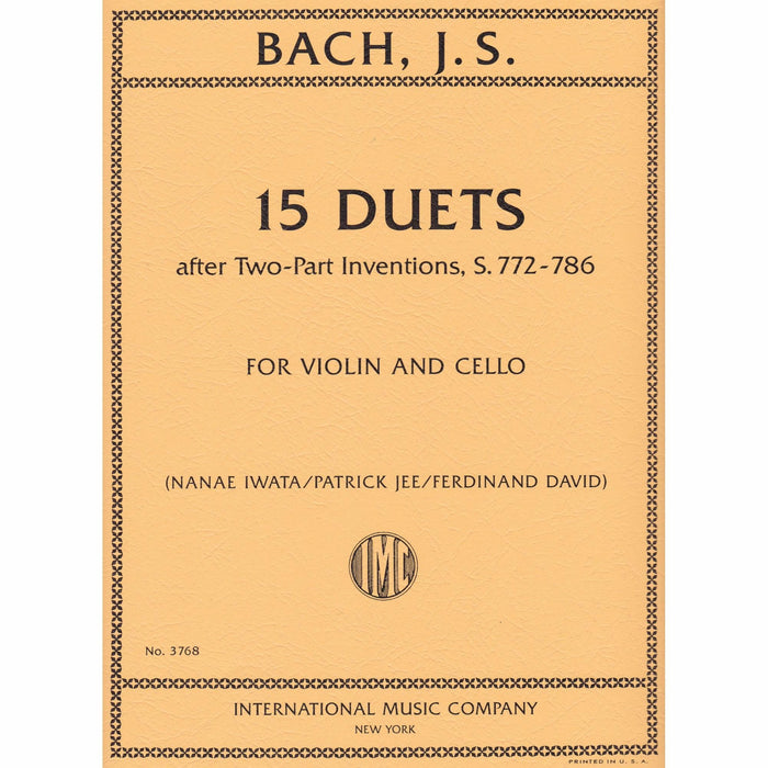 Bach - 15 Duets after Two-Part Inventions S772-786 - Violin/Cello Duet edited by Iwata/David IMC IMC3768