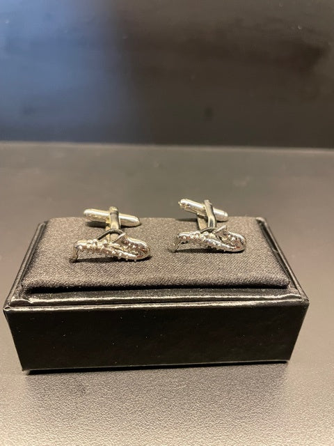 Silver Saxophone Cufflinks.