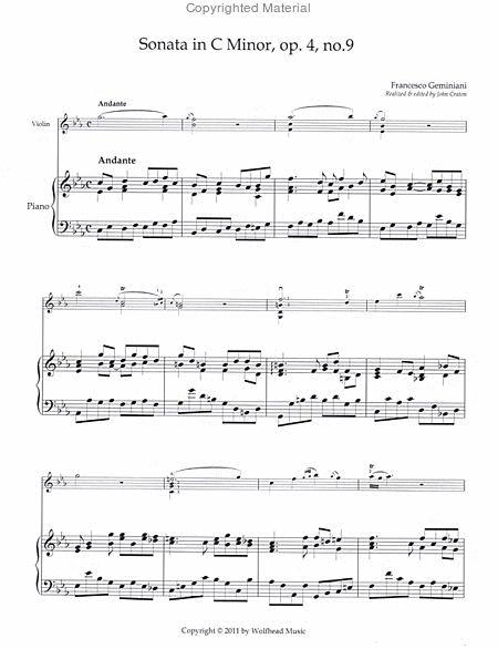 Geminiani - Violin Sonata in Cmin Op4/9 - Violin/Piano Accompaniment Wolfhead Music