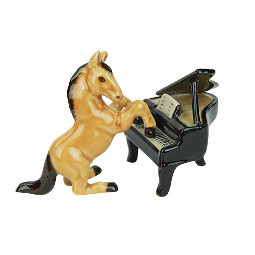 Porcelain Figurine Horse Playing the Piano