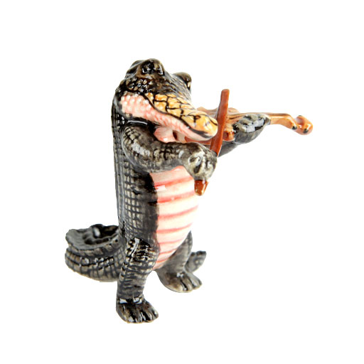 Porcelin Figurine Crocodile Playing the Violin