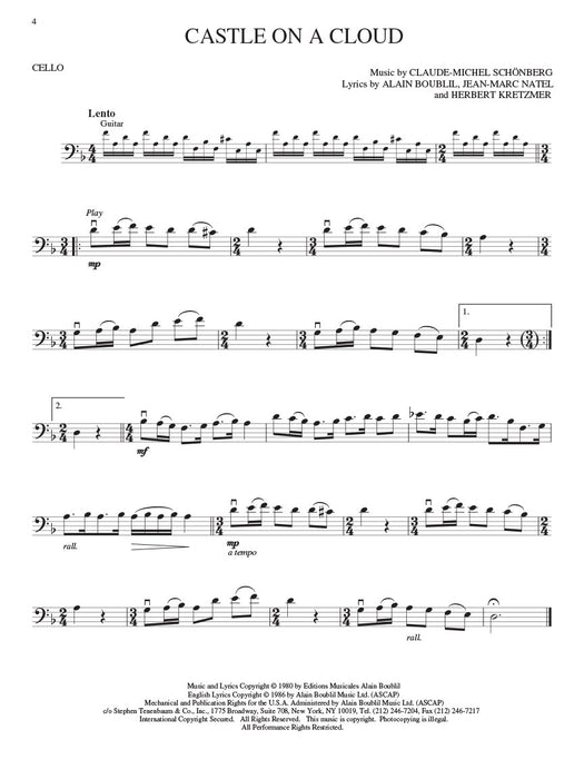 LES MISERABLES CELLO BK/OLA - Hal Leonard HL00842301