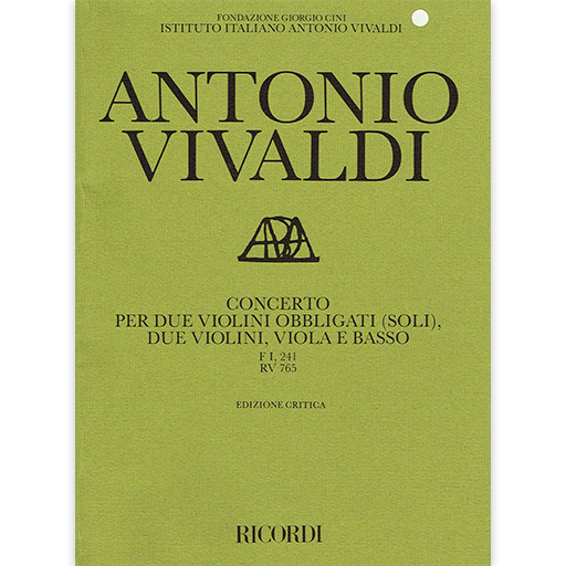 Vivaldi - Concerto in Fmaj F.I:241 RV765 for 2 Violin/String Orchestra - String Orchestra Parts Ricordi NR1355608/0