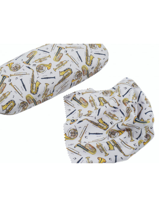 Glasses Case and Cloth White with Brass Instruments