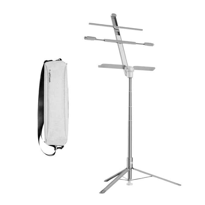 Music Stand - KraftGeek Bravo Music Stand with Bag, Light, and Phone/Tablet Mount, White
