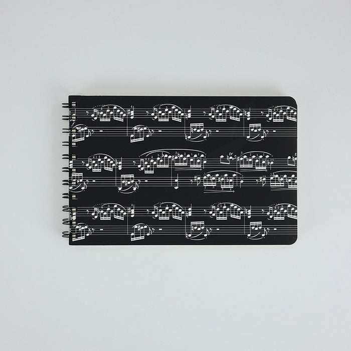 A5 Spiral Notebook Black with White Music Manuscript