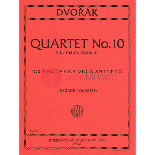 Quartet No. 10 in E flat major, Op. 51 - for 2 Violins, Viola and Cello - Antonin Dvorak - Viola|Cello|Violin IMC String Quartet Parts