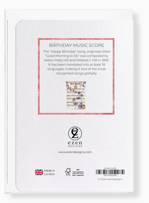 Greeting Card Birthday Music Score: Victorian Greeting Card