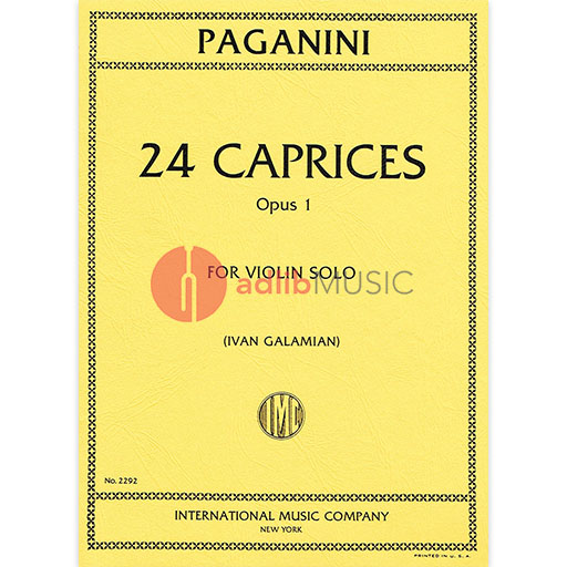 Paganini - 24 Caprices - Violin Solo edited by Galamian IMC IMC2292