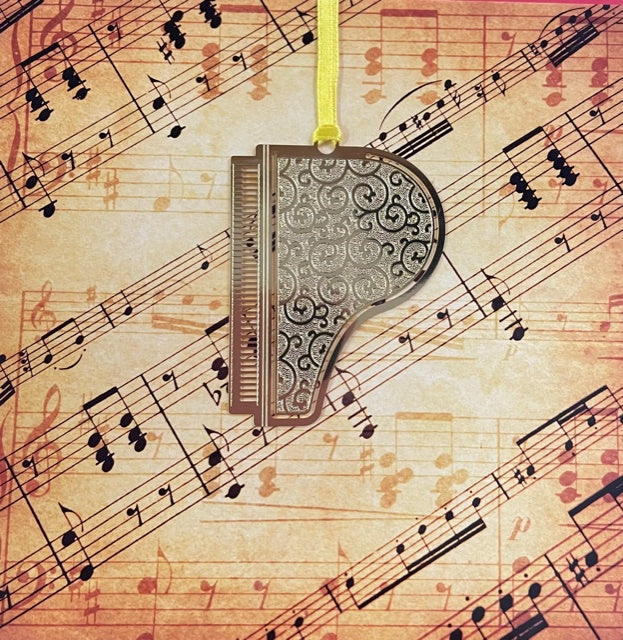 Greeting card - Manuscript with gold piano bookmark.
