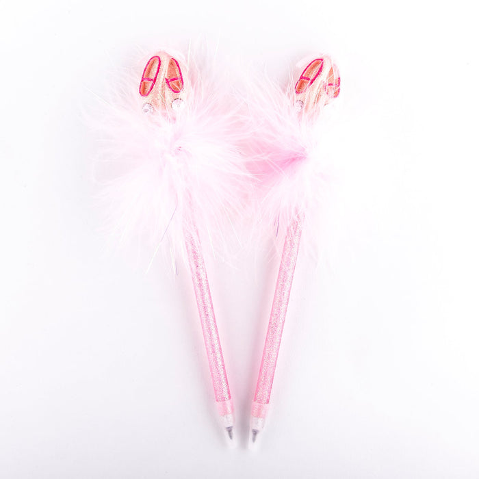 Ballerina Pen Ballet Shoes Pink and Fluffy with Jewels