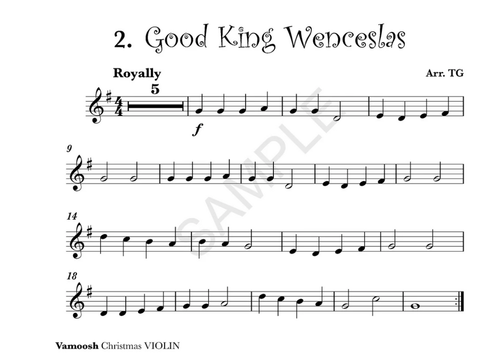 Vamoosh Christmas - Violin/Audio Access Online arranged by Gregory - Vamoosh Music VAM15