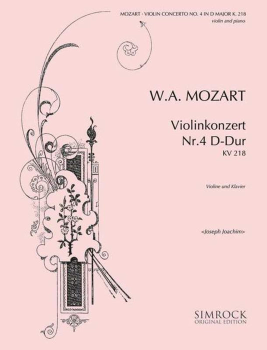 Mozart - Concerto in Dmaj #4 K218 - Violin/Piano Accompaniment Simrock M221103468