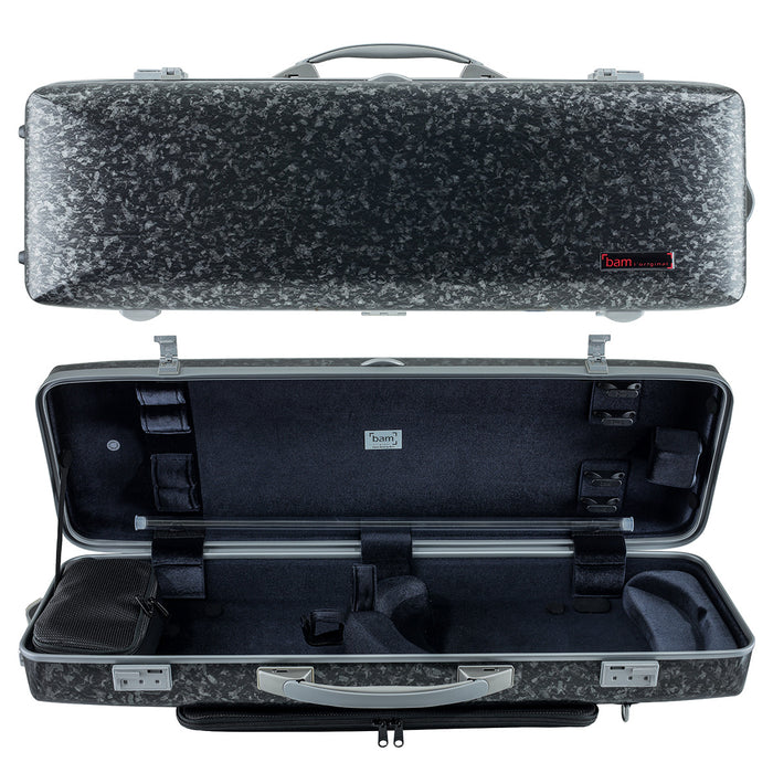 Violin Case - Bam Rocks Hightech Oblong Violin Case with Back Pocket, Carbon Forgé, 4/4