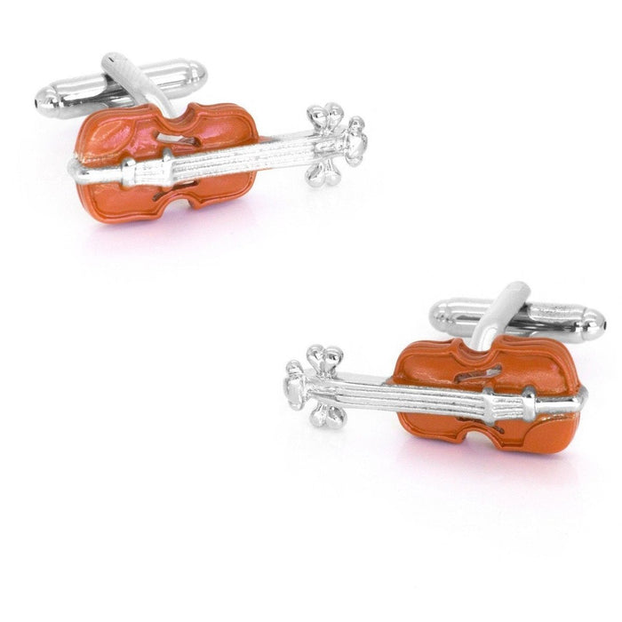 Violin/Viola Cufflinks Brown with Silver Detail