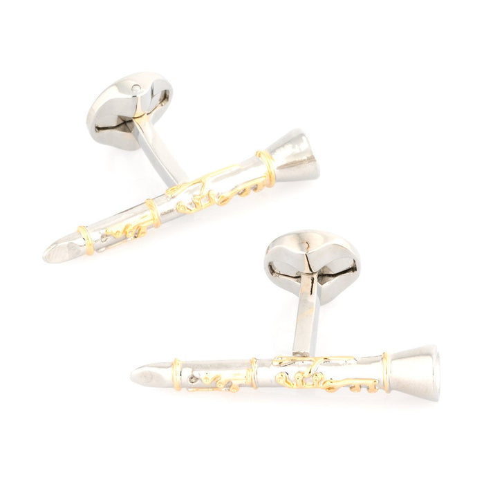 Cufflinks Silver Clarinet with Gold Keys