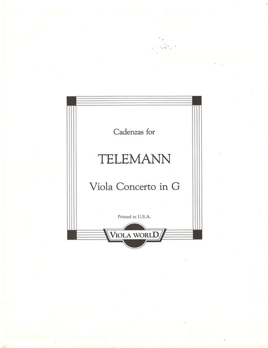 Arnold - Cadenzas for Telemann Viola Concerto in Gmaj - Viola Solo Viola World VWP000057