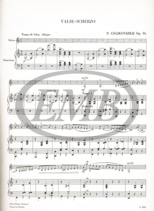 Tchaikovsky - Valse Scherzo Op34 - Violin/Piano Accompaniment EMB Z2928