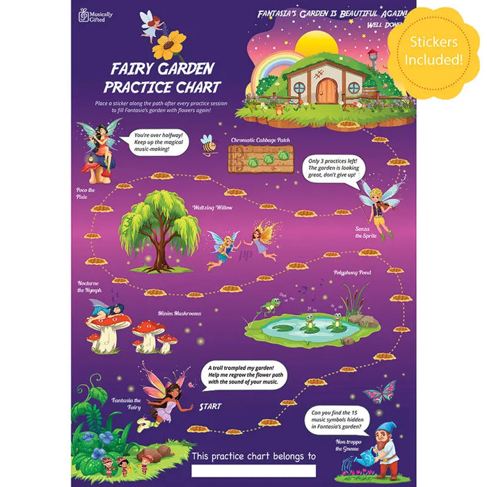 Fairy Garden A3 Music Practice Chart by Musically Gifted