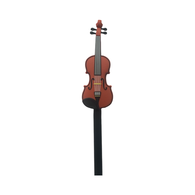 Music Pencil Black with a Miniature Rubber Violin on the Top with a Magnet