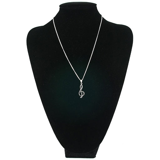 Treble Clef Pendant Sterling Silver Large