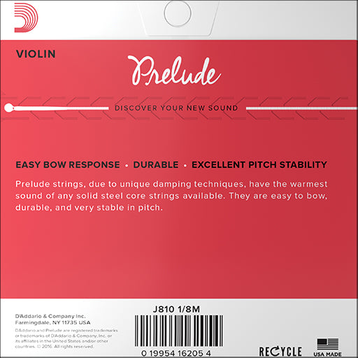 D'Addario Prelude Violin String Set Medium 1/8
