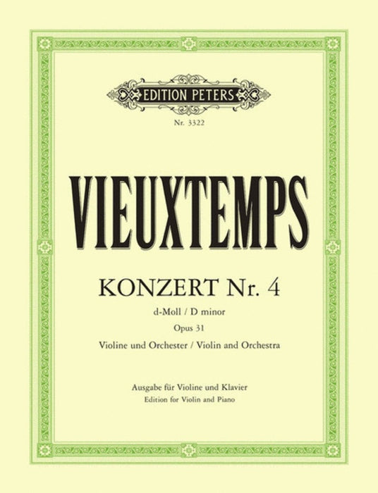 Concerto No. 4 In D Minor Op. 31 - Henri Vieuxtemps - Violin Edition Peters EP3322