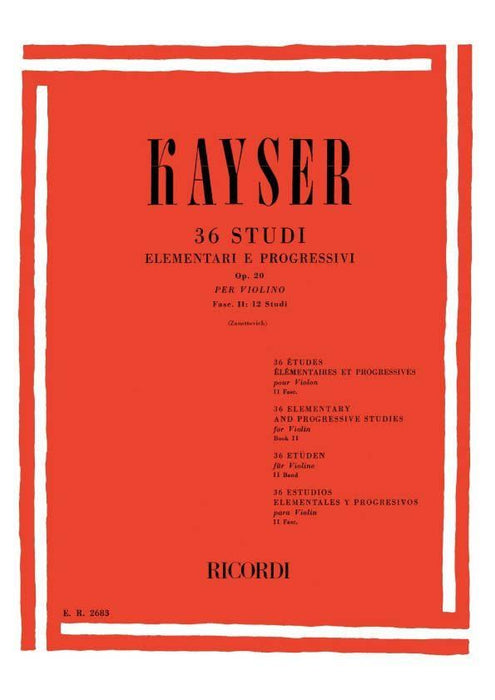 Kayser - 36 Studies Op20 Volume 2 - Violin Ricordi
