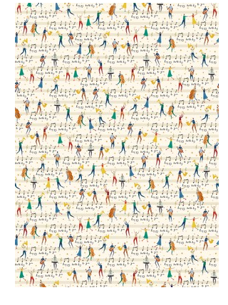 Music Wrapping Paper Happy Birthday People Dancing Rollwrap Maestro
