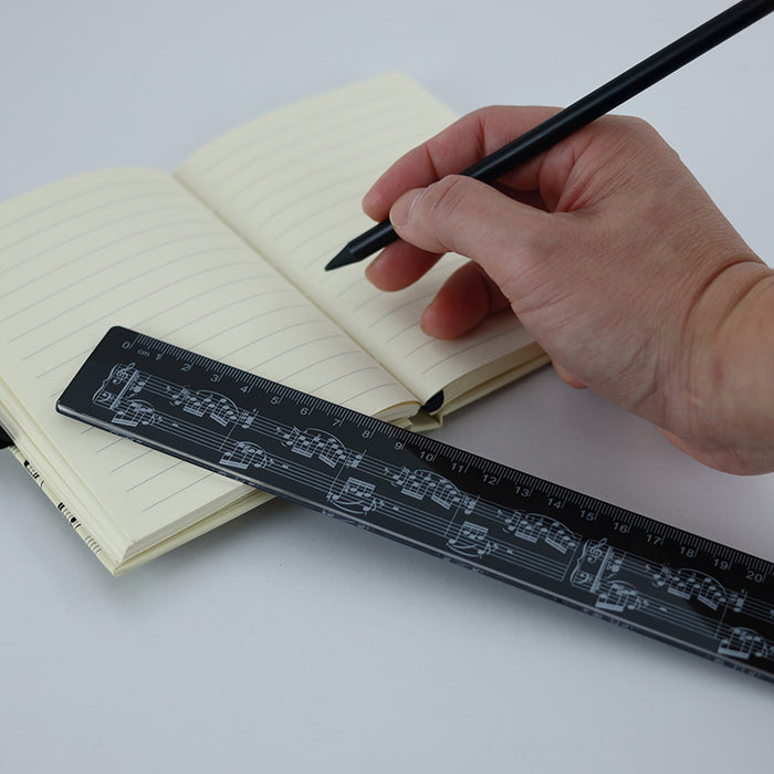 30cm Music Ruler Black with White Manuscript