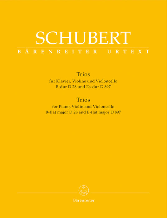 Schubert - Piano Trios in BbMaj D28 & EbMaj D897 - Piano Trio Parts Barenreiter BA5626