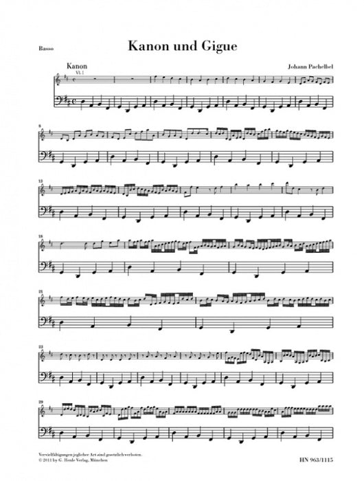 Canon and Gigue in D Major Basso Continuo