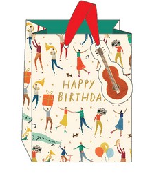Music Themed Gift Bag Happy Birthday People Dancing 'Maestro' Design Medium