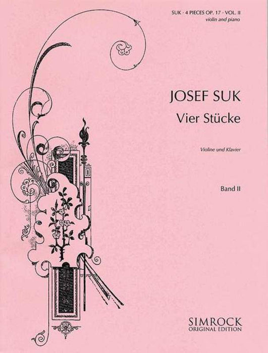 Suk - 4 Pieces Op17 Book 2 - Violin/Piano Accompaniment Simrock M221101891