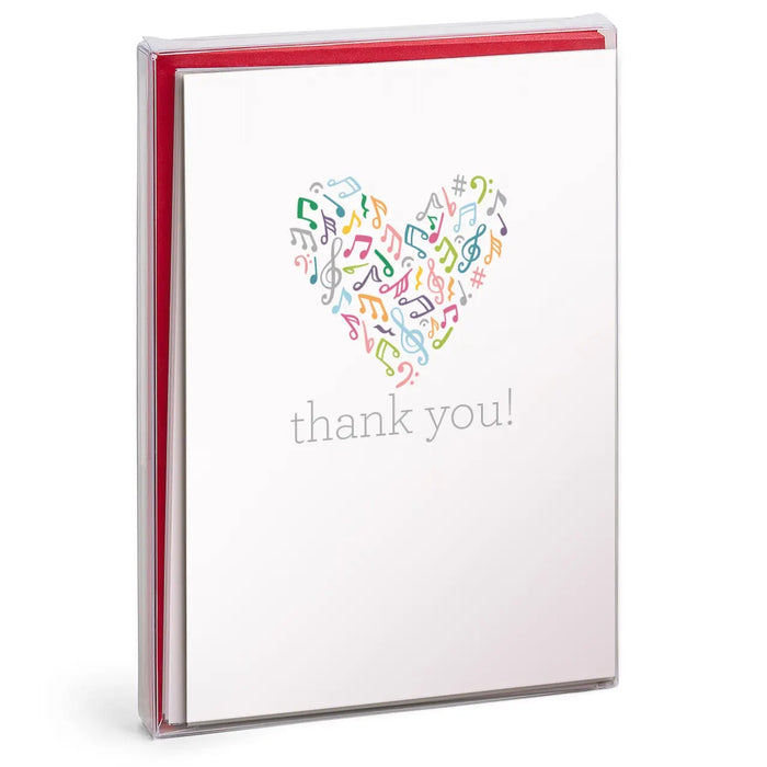 Greeting Card Music Heart "Thank You" Boxed Note Cards set of 8