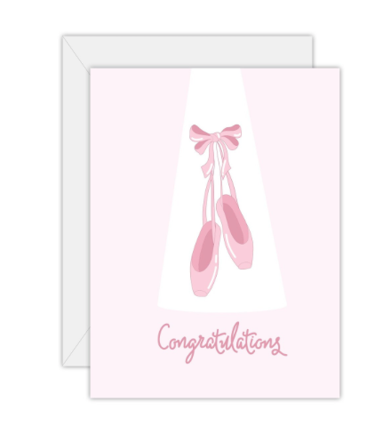 Greeting Card Congratulations Pink Ballet Shoes
