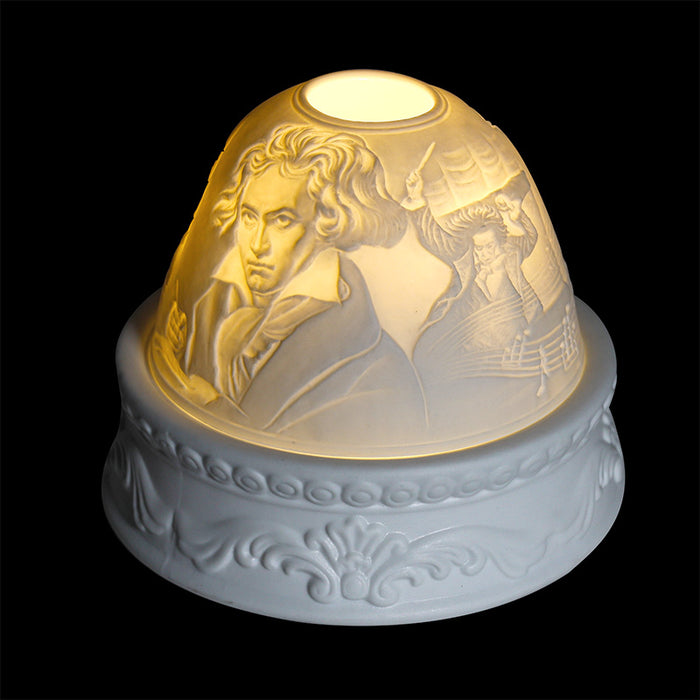 White Tealight with Beethoven's Image