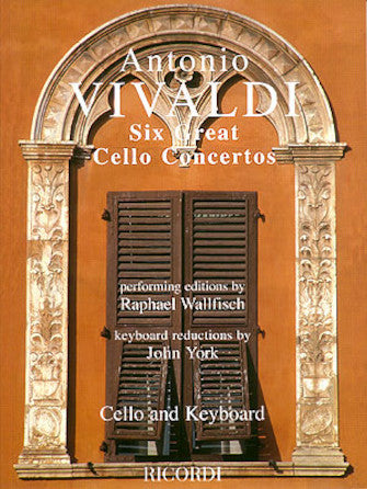 Vivaldi - 6 Great Cello Concertos - Cello/Piano Accompaniment Schirmer/Ricordi 50482760