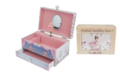 Ballet Jewellery Box Ballerina with Pink Rose Box Rectangular Shaped Large Heirloom