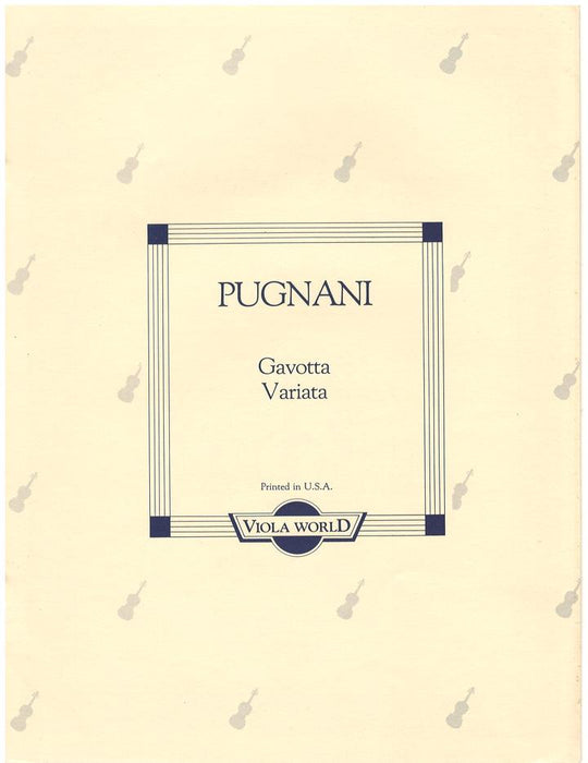 Pugnani - Gavotta Variata - Viola/Piano Accompaniment arranged by Arnold Viola World VWP000033