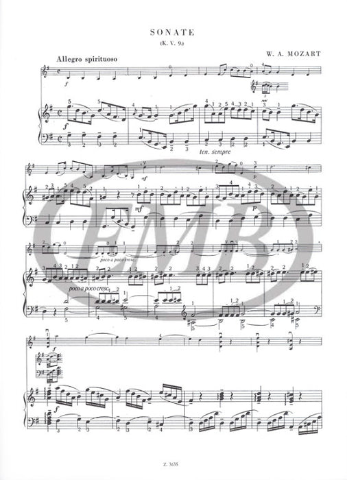 Mozart - Early Sonatas Volume 1 - Violin/Piano Accompaniment EMB Z3635