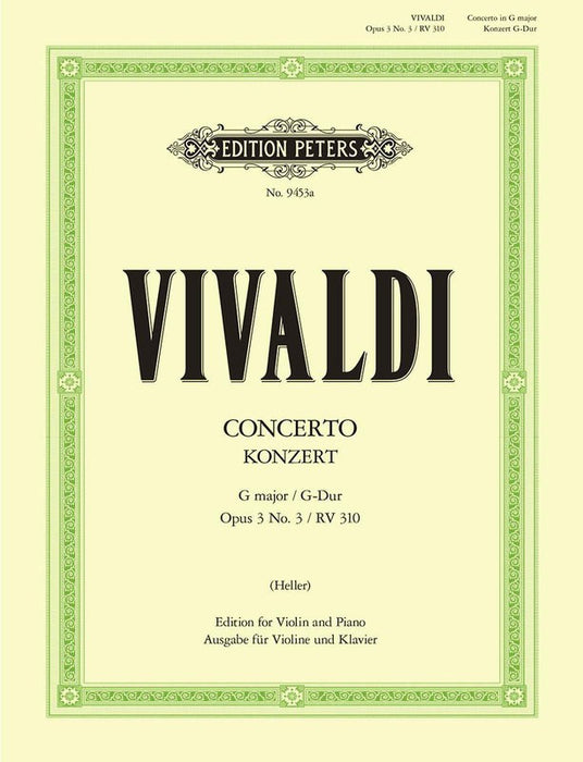 Vivaldi - Concerto in Gmaj Op3/3 RV310 - Violin/Piano Accompaniment Peters EP9453A