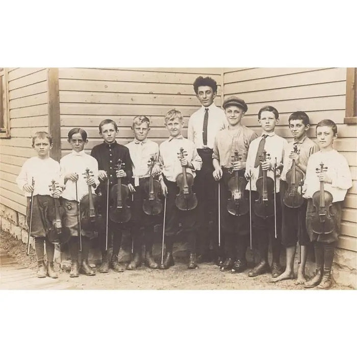 Greeting Card A Teacher with His Violin Students