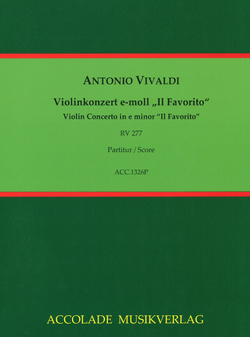 Vivaldi - Concerto for Violin & Strings in Emin “Il Favorito” RV277 PV106 F:i208 - String Orchestra Score Only Accolade ACC1326P