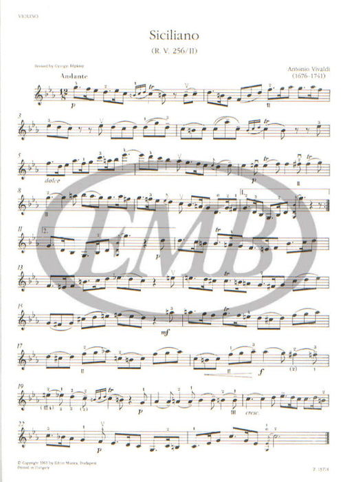 Vivaldi - Siciliano RV256/II - Violin/Piano Accompaniment EMB Z13714