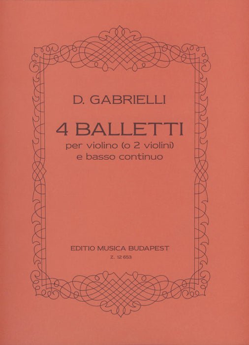 Gabrieli - 4 Balletti Op1 - Violin/Basso Continuo or Violin Duet/Basso Continuo EMB Z12653