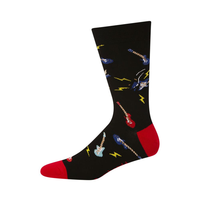 Bamboozld Mens Electric Guitar Socks Black with Red Tips 'Rock Slam'